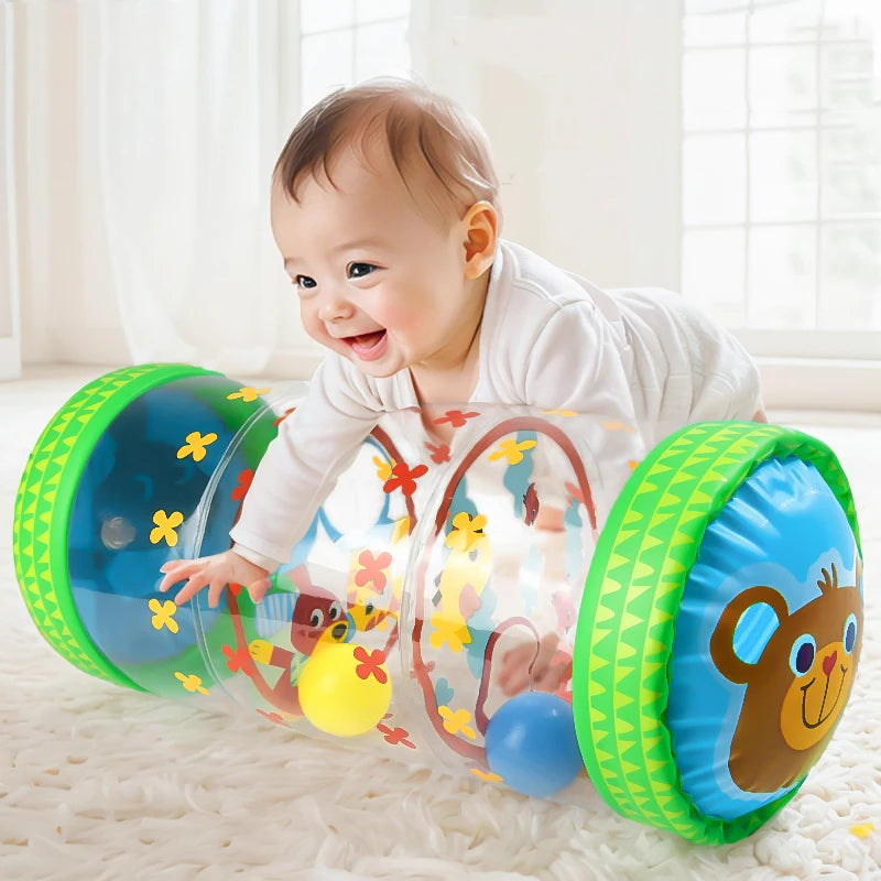 Inflatable Baby Crawling Roller Toy – Rattles & Educational Fitness Toy for 6–12 Months
