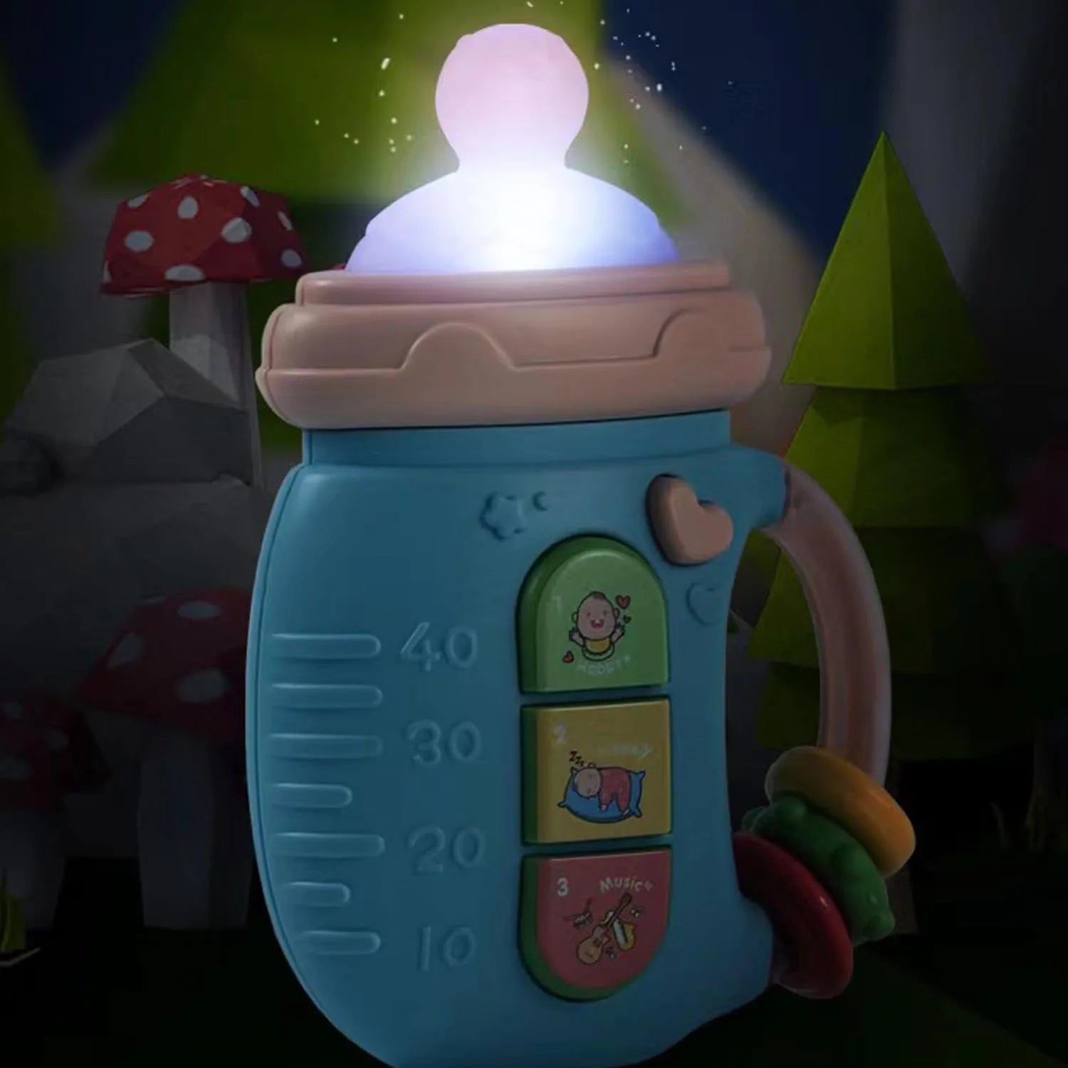 Illuminated musical baby bottle toy – soothing & educational toy for 18M+ babies