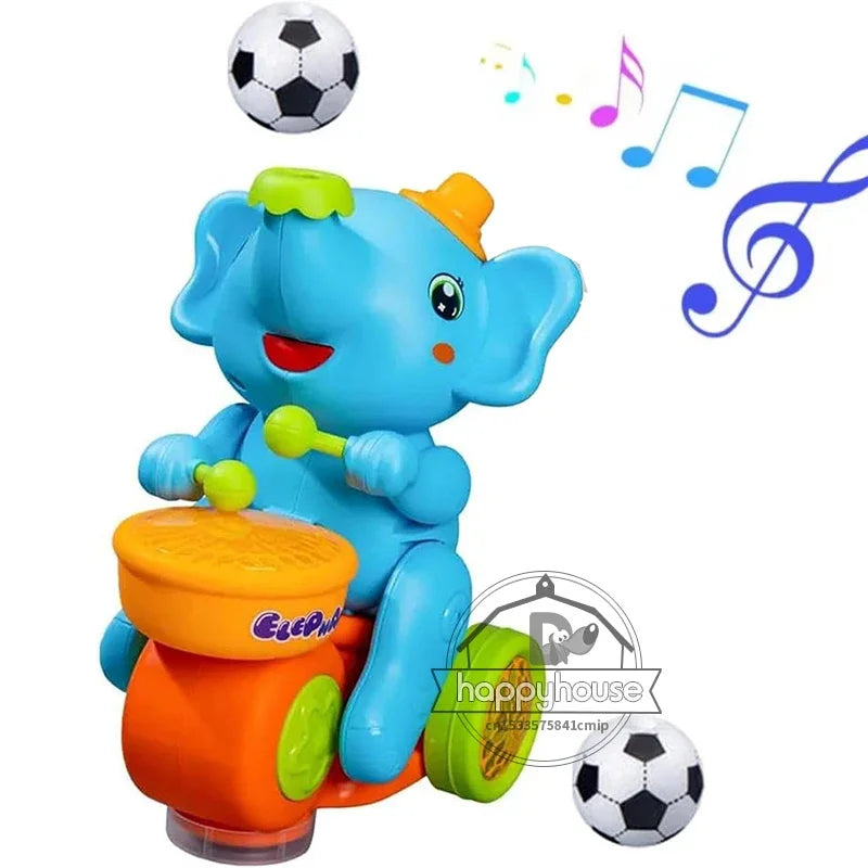 Musical walking elephant drummer toy for kids