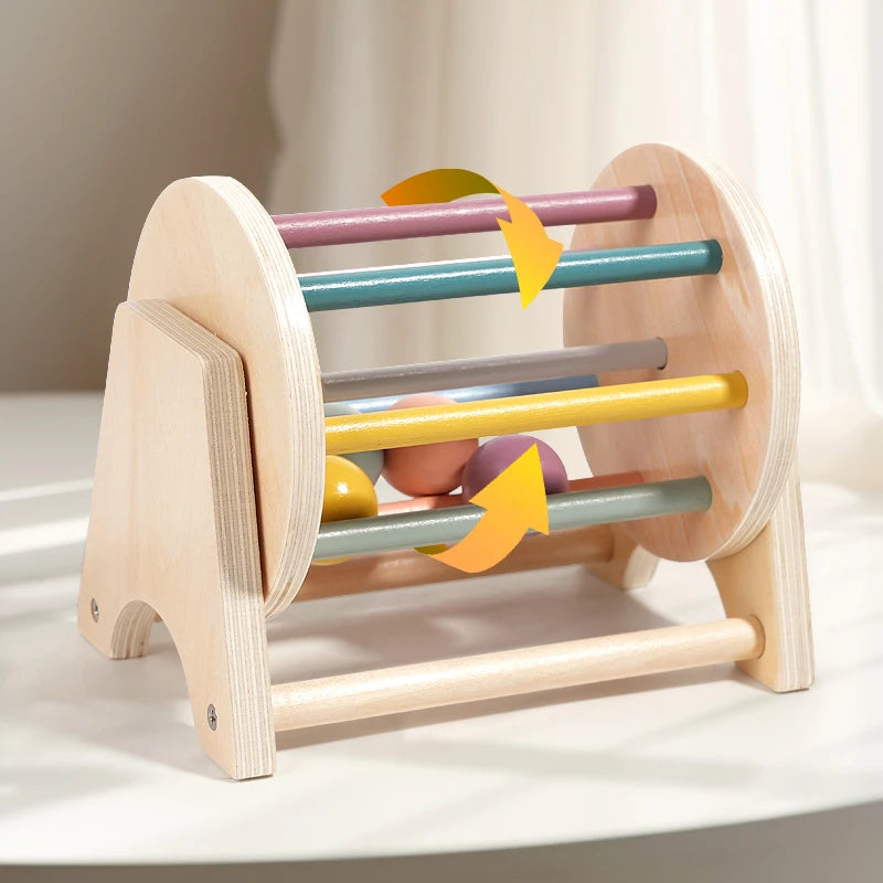 Montessori Wooden Coin & Ball Drum – Sensory & Shape Matching Toy for Babies