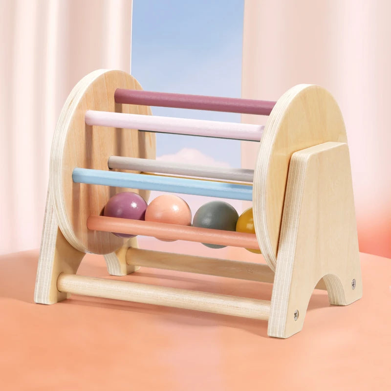 Montessori Wooden Coin & Ball Drum – Sensory & Shape Matching Toy for Babies