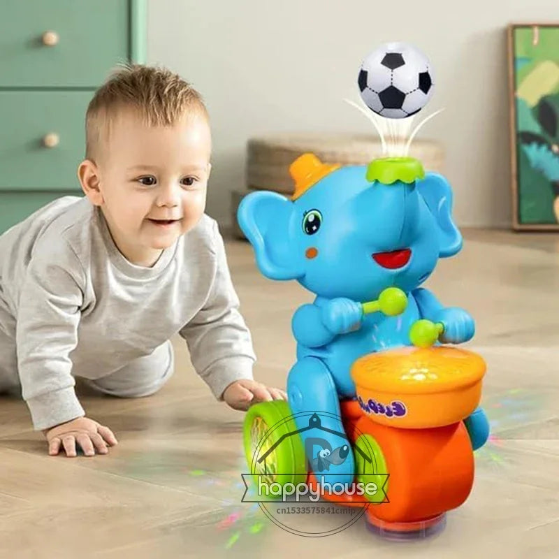 Musical walking elephant drummer toy for kids