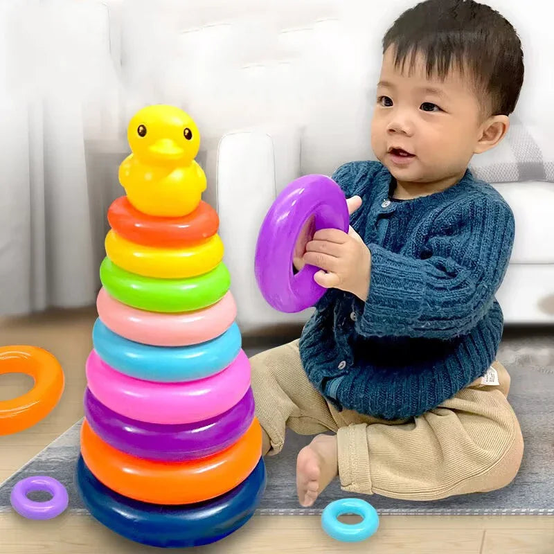 Montessori baby rolling ball tower – educational stacking track toy