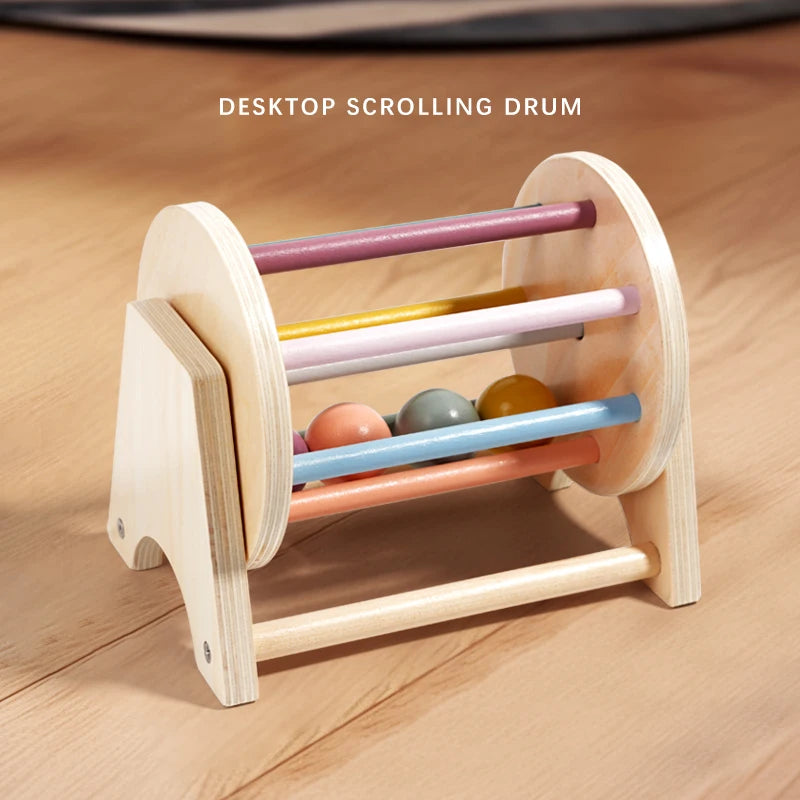 Montessori Wooden Coin & Ball Drum – Sensory & Shape Matching Toy for Babies