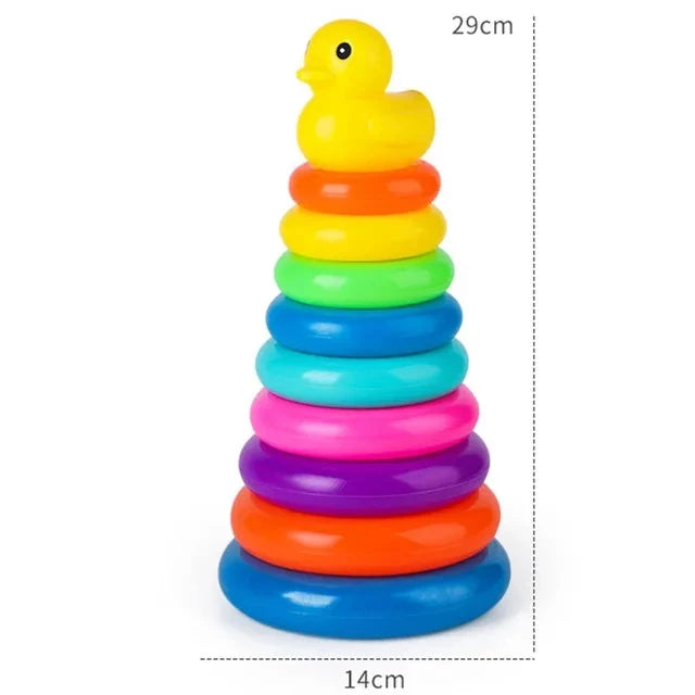 Montessori Rainbow Stacking Tower – Spinning Toy for Motor Skill Development & Educational Fun