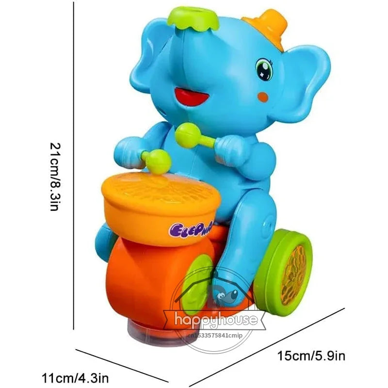 Musical walking elephant drummer toy for kids