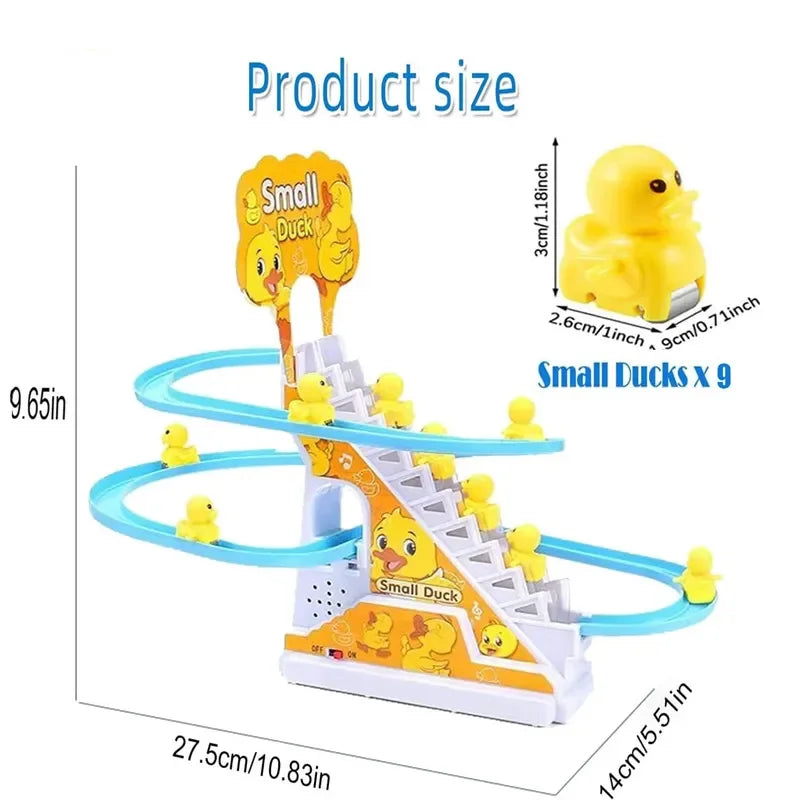 Climbing Duck Race Track Toy – Light & Music Roller Coaster Fun for Kids