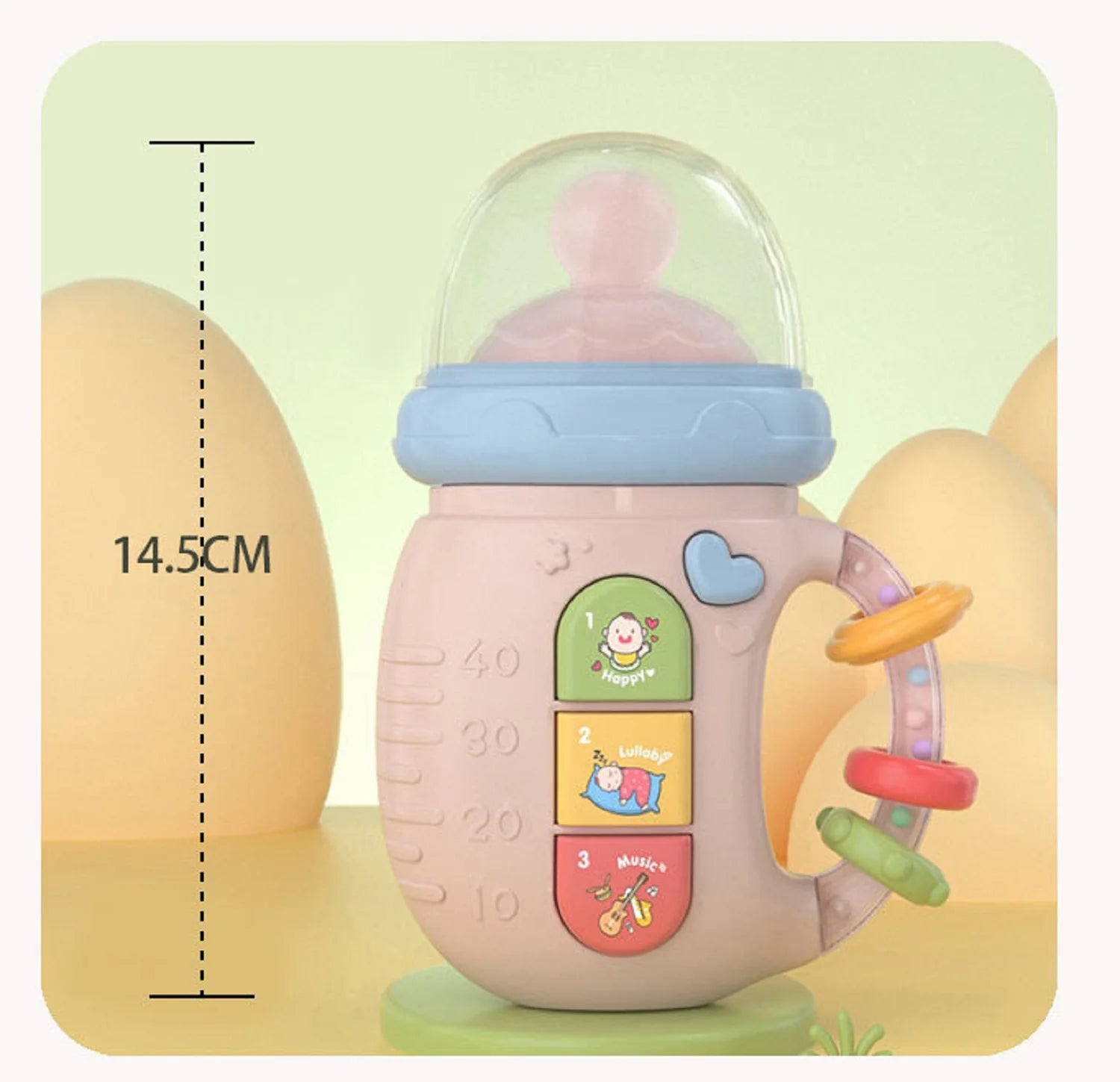 Illuminated musical baby bottle toy – soothing & educational toy for 18M+ babies