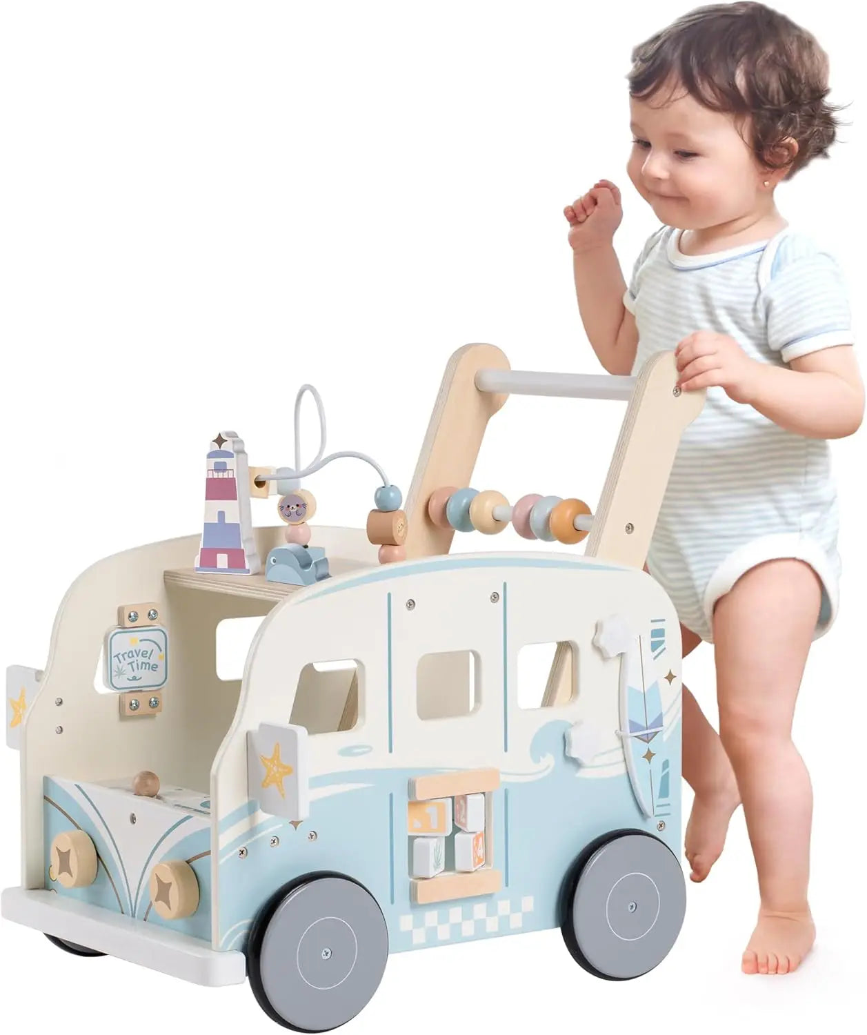Robotime robud wooden baby walker with wheels
